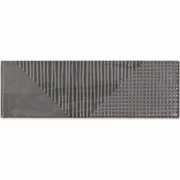 Wall Tiles | 1 sq. ft. Enigma Graphite Gray 2×8 Polished Textured Ceramic Wall Tile Graphite Backsplash & Kitchen Backsplash & Kitchen