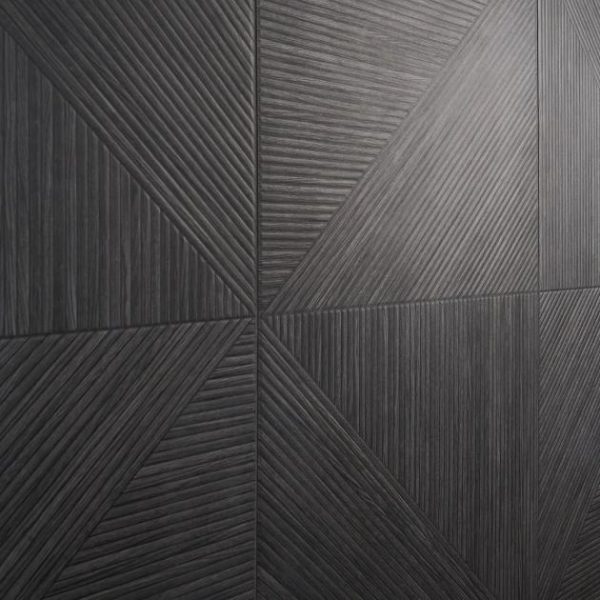 Wall Tiles | 1 sq. ft. Enso Charcoal Black 24×48 Ribbed Matte Porcelain Wood Look Tile Black Bathroom Bathroom