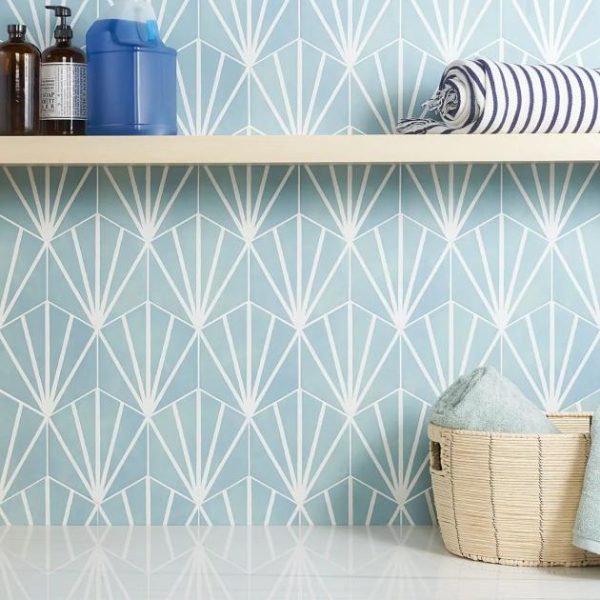 Wall Tiles | 1 sq. ft. HexArt Deco Turquoise 8″ Hexagon Matte Porcelain Tile Deco Turquoise 8 Bathroom Bathroom