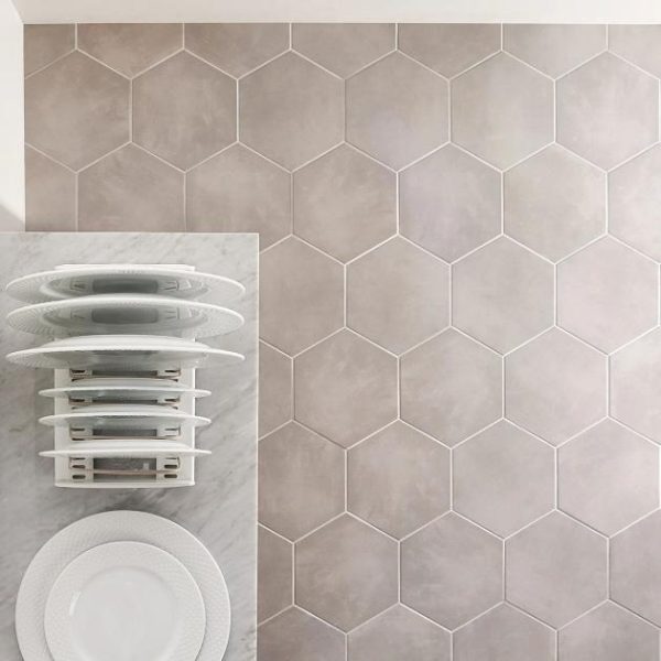 Wall Tiles | 1 sq. ft. HexArt Gris 8″ Hexagon Porcelain Matte Tile Gris 8 Bathroom Bathroom