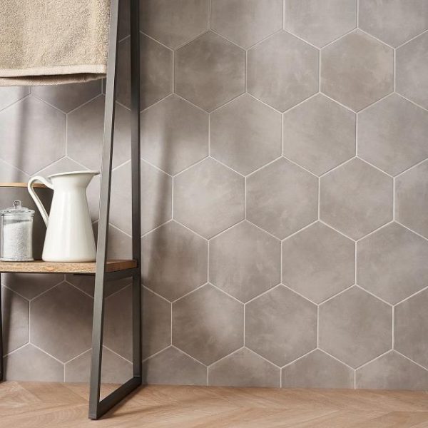 Wall Tiles | 1 sq. ft. HexArt Gris 8″ Hexagon Porcelain Matte Tile Gris 8 Bathroom Bathroom