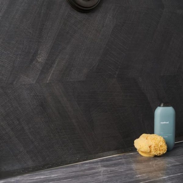 Wall Tiles | 1 sq. ft. Kenridge Chevron Black 24×48 Wood Look Matte Porcelain Tile Black Bathroom Bathroom