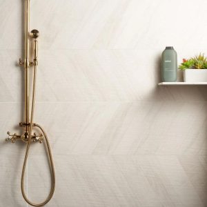 Wall Tiles | 1 sq. ft. Kenridge Chevron White 24×48 Wood Look Matte Porcelain Tile White Bathroom Bathroom