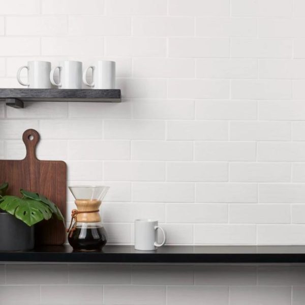 Wall Tiles | 1 sq. ft. Kiln White 3×9 Matte Porcelain Subway Tile Matte White Backsplash & Kitchen Backsplash & Kitchen