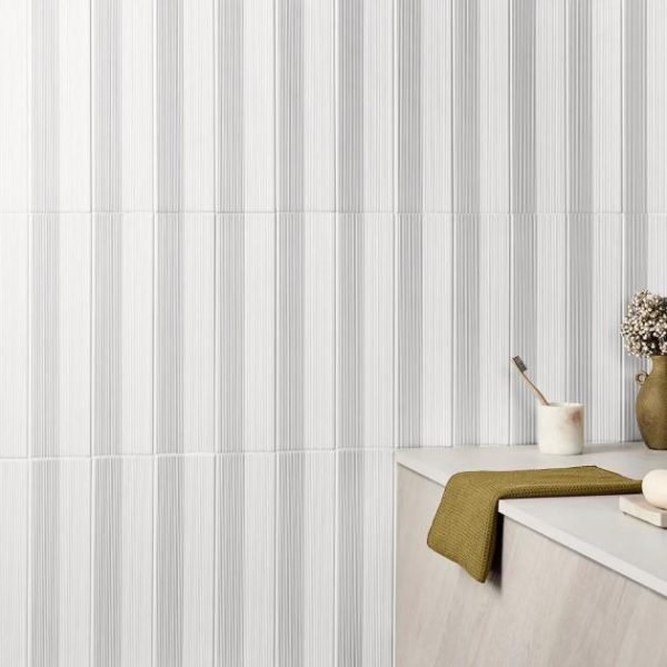 Wall Tiles | 1 sq. ft. Kinzie Concave White 4×16 3D Matte Ceramic Tile White Concave Backsplash & Kitchen Backsplash & Kitchen