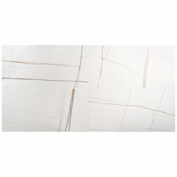 Wall Tiles | 1 sq. ft. Minera Sahara Blanco White 24×48 Marble Look Polished Porcelain Tile Blanco White Bathroom Bathroom