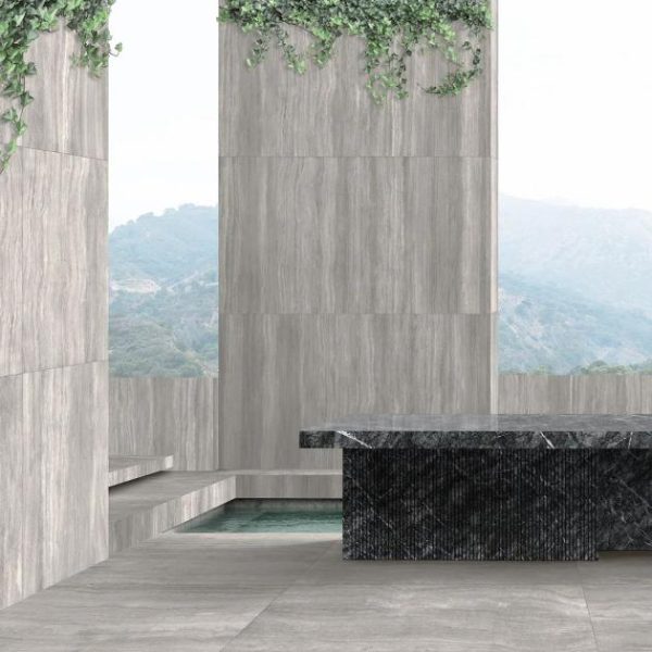 Wall Tiles | 1 sq. ft. Nashville Gray 24×48 Travertine Look Matte Porcelain Tile Gray Matte Bathroom Bathroom