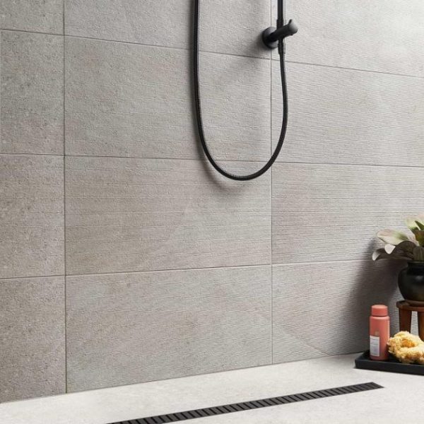 Wall Tiles | 1 sq. ft. New Rock Fumo Light Gray 12×24 Chiseled Limestone Look Matte Porcelain Tile  Light Gray Chiseled Bathroom Bathroom