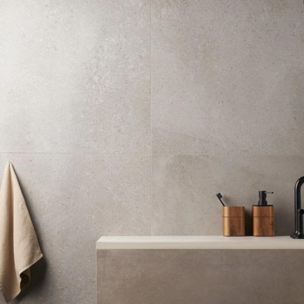 Wall Tiles | 1 sq. ft. New Rock Fumo Light Gray 24×24 Limestone Look Matte Porcelain Tile Light Gray Bathroom Bathroom