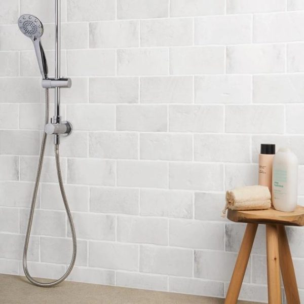 Wall Tiles | 1 sq. ft. Parma Brick White 4×8 Terracotta Look Matte Ceramic Tile White Matte Bathroom Bathroom