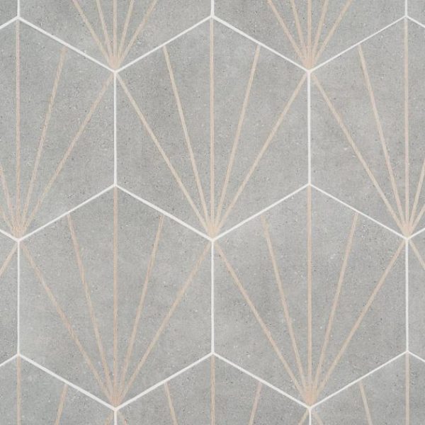 Wall Tiles | 1 sq. ft. Pergola Beams Gray 12.5″ Hexagon Matte Gray Porcelain Tile Beams Gray Bathroom Bathroom