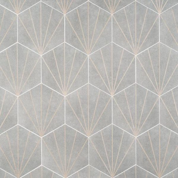 Wall Tiles | 1 sq. ft. Pergola Beams Gray 12.5″ Hexagon Matte Gray Porcelain Tile Beams Gray Bathroom Bathroom