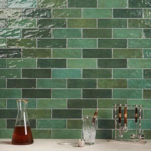 Wall Tiles | 1 sq. ft. Portmore Green 3×8 Glossy Ceramic Subway Tile Green Backsplash & Kitchen Backsplash & Kitchen