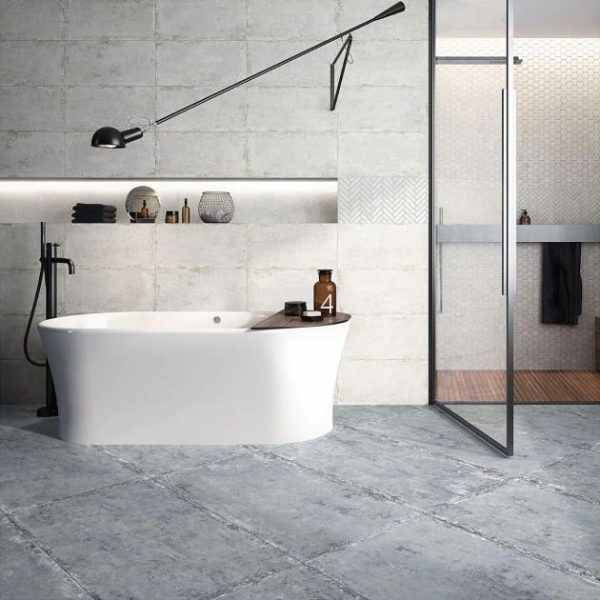 Wall Tiles | 1 sq. ft. Portrait Ocean Blue 24×48 Matte Porcelain Tile Ocean Bathroom Bathroom