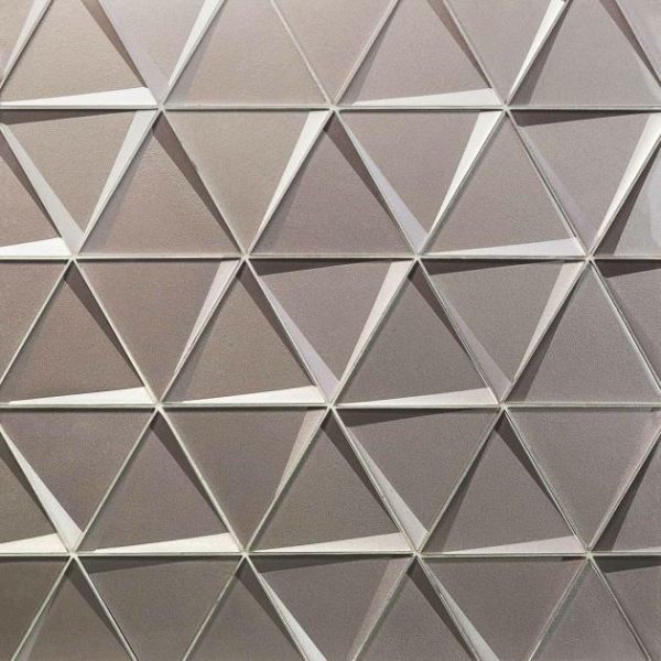 Wall Tiles | 1 sq. ft. Remington Triangles Sepia Gray 6” 3D Glass Tile Sepia Gray Bathroom Bathroom