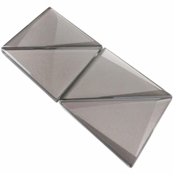 Wall Tiles | 1 sq. ft. Remington Triangles Sepia Gray 6” 3D Glass Tile Sepia Gray Bathroom Bathroom