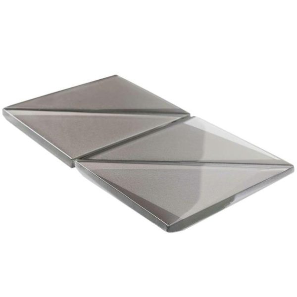 Wall Tiles | 1 sq. ft. Remington Triangles Sepia Gray 6” 3D Glass Tile Sepia Gray Bathroom Bathroom