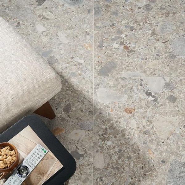 Wall Tiles | 1 sq. ft. Rizo Earth Gray 24×24 Terrazzo Look Matte Porcelain Tile Earth Matte Bathroom Bathroom