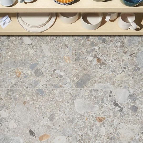 Wall Tiles | 1 sq. ft. Rizo Earth Gray 24×24 Terrazzo Look Matte Porcelain Tile Earth Matte Bathroom Bathroom