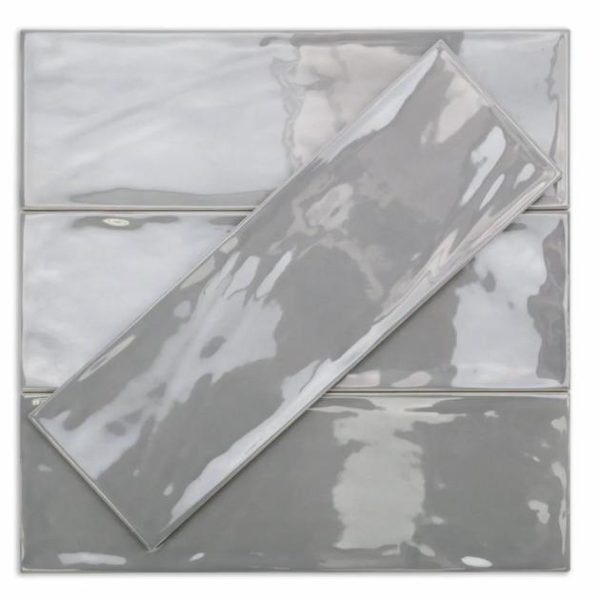 Wall Tiles | 1 sq. ft. Santa Monica Gray 4×12 Polished Ceramic Tile Gray Backsplash & Kitchen Backsplash & Kitchen