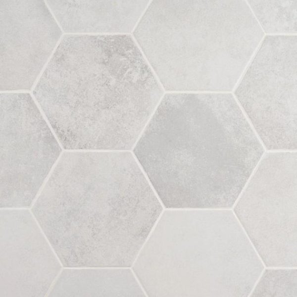 Wall Tiles | 1 sq. ft. Terra Pompeii Blanco White 8″ Hexagon Matte Porcelain Tile Blanco Bathroom Bathroom