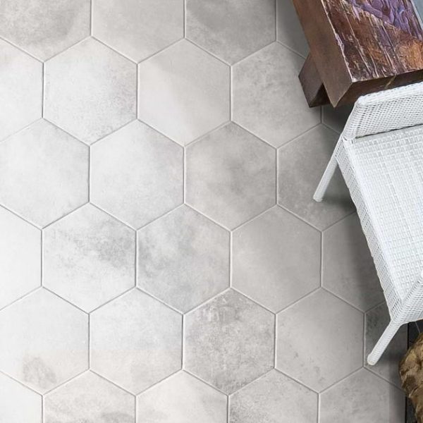 Wall Tiles | 1 sq. ft. Terra Pompeii Blanco White 8″ Hexagon Matte Porcelain Tile Blanco Bathroom Bathroom