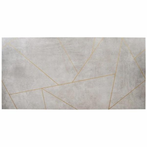 Wall Tiles | 1 sq. ft. Whitney Cemento Gray and Gold Line 24×48 Artisan Decor Matte Porcelain Wall Tile Cemento Gray Bathroom Bathroom