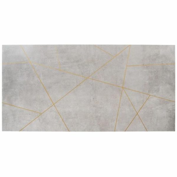 Wall Tiles | 1 sq. ft. Whitney Cemento Gray and Gold Line 24×48 Artisan Decor Matte Porcelain Wall Tile Cemento Gray Bathroom Bathroom