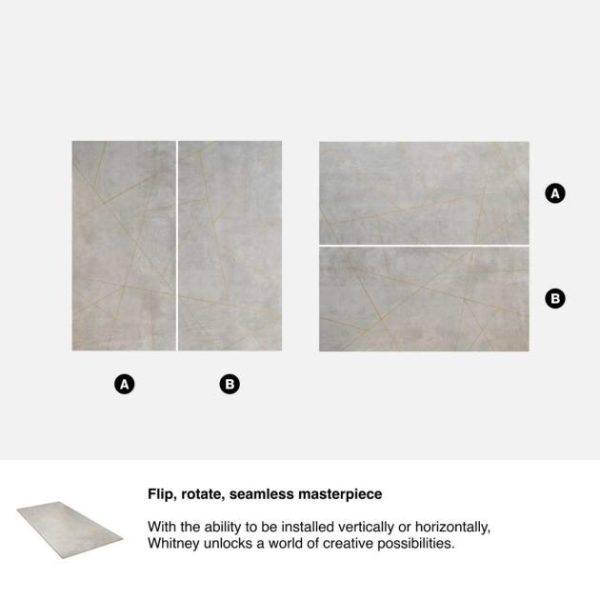 Wall Tiles | 1 sq. ft. Whitney Cemento Gray and Gold Line 24×48 Artisan Decor Matte Porcelain Wall Tile Cemento Gray Bathroom Bathroom