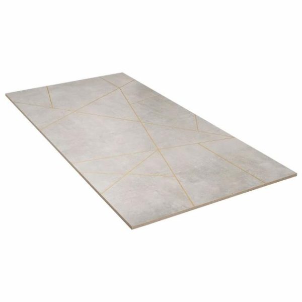 Wall Tiles | 1 sq. ft. Whitney Cemento Gray and Gold Line 24×48 Artisan Decor Matte Porcelain Wall Tile Cemento Gray Bathroom Bathroom