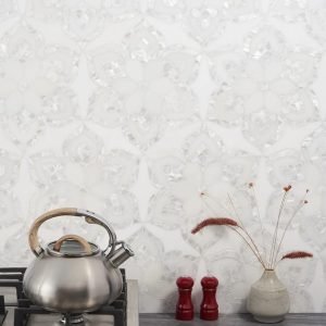 White Thassos | 1 sq. ft. Aurora Marble & Pearl Polished Mosaic Tile Stone White Thassos