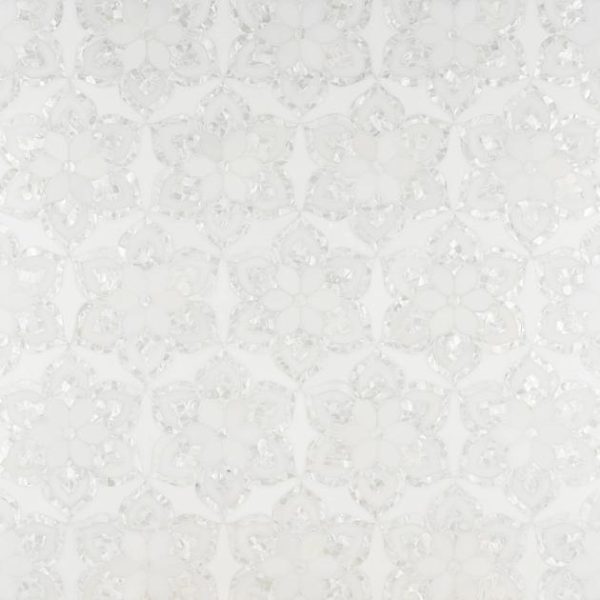 White Thassos | 1 sq. ft. Aurora Marble & Pearl Polished Mosaic Tile Stone White Thassos