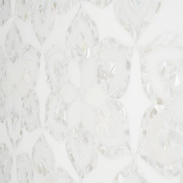 White Thassos | 1 sq. ft. Aurora Marble & Pearl Polished Mosaic Tile Stone White Thassos