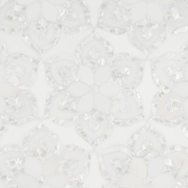 White Thassos | 1 sq. ft. Aurora Marble & Pearl Polished Mosaic Tile Stone White Thassos