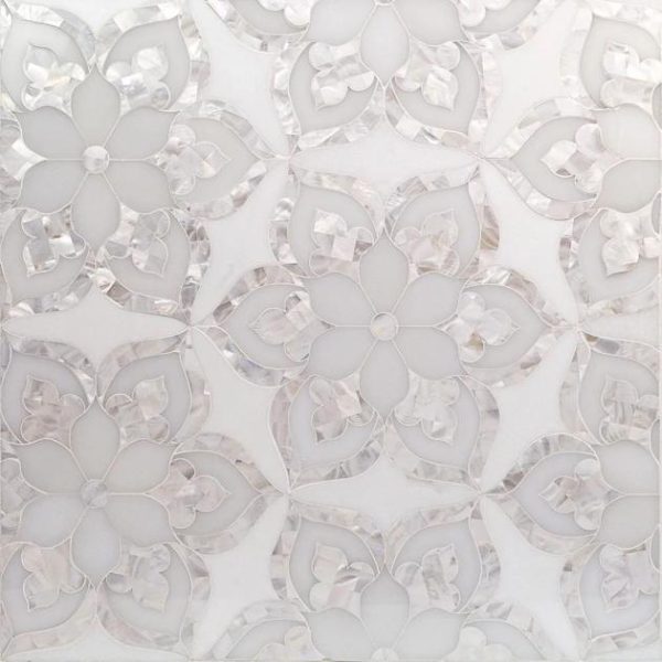 White Thassos | 1 sq. ft. Aurora Marble & Pearl Polished Mosaic Tile Stone White Thassos