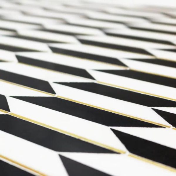 White Thassos | 1 sq. ft. Gatsby Gold Nero & Thassos With Brass Line 1×4 Polished Marble Mosaic Tile Gold Stone Gold