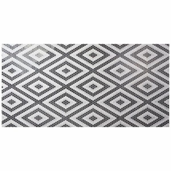 White Thassos | 1 sq. ft. Juno Diamond Black and White 1″ Hexagon Polished Marble Mosaic Tile Diamond B&W Stone Diamond B&W