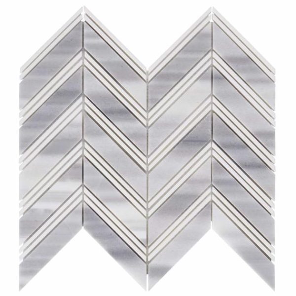 White Thassos | 1 sq. ft. Monarch Cipollino With Thassos Strips 1×4 Herringbone Polished Marble Tile Cipollino Stone Cipollino