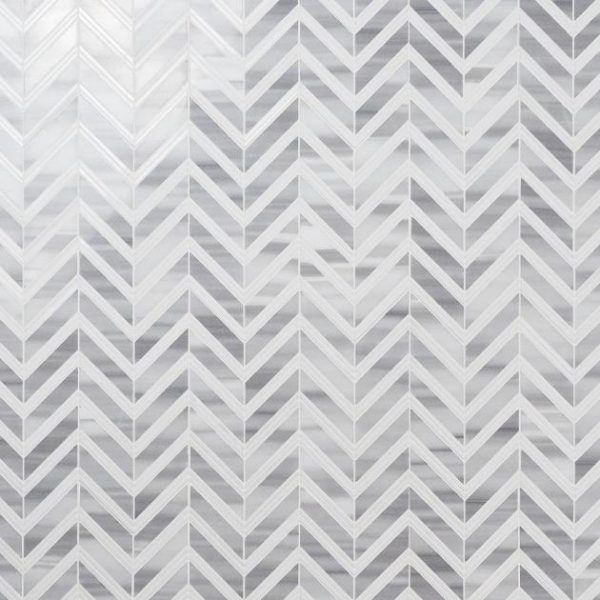 White Thassos | 1 sq. ft. Monarch Cipollino With Thassos Strips 1×4 Herringbone Polished Marble Tile Cipollino Stone Cipollino