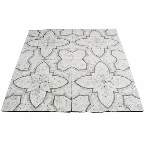 White Thassos | 1 sq. ft. Primrose Bianco Grigio Marble Polished Mosaic Tile Stone White Thassos