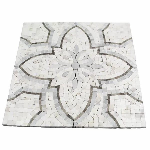 White Thassos | 1 sq. ft. Primrose Bianco Grigio Marble Polished Mosaic Tile Stone White Thassos