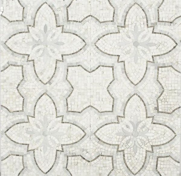 White Thassos | 1 sq. ft. Primrose Bianco Grigio Marble Polished Mosaic Tile Stone White Thassos