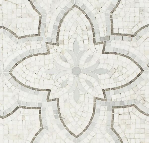 White Thassos | 1 sq. ft. Primrose Bianco Grigio Marble Polished Mosaic Tile Stone White Thassos