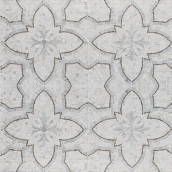 White Thassos | 1 sq. ft. Primrose Bianco Grigio Marble Polished Mosaic Tile Stone White Thassos