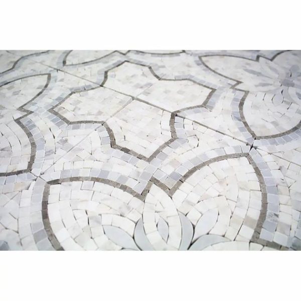 White Thassos | 1 sq. ft. Primrose Bianco Grigio Marble Polished Mosaic Tile Stone White Thassos