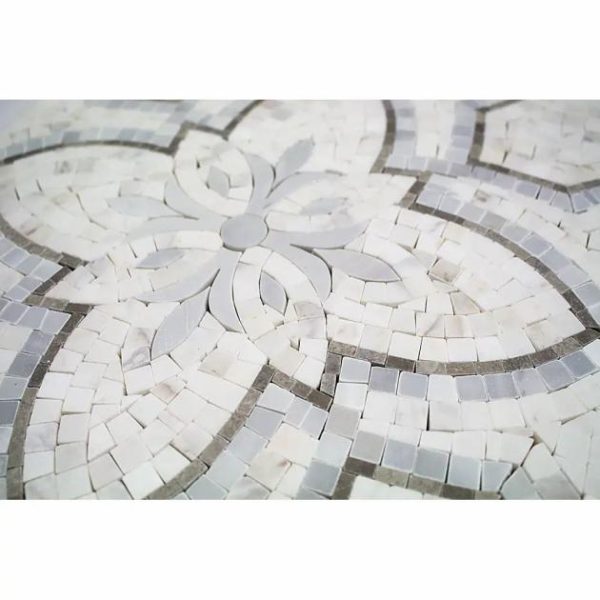 White Thassos | 1 sq. ft. Primrose Bianco Grigio Marble Polished Mosaic Tile Stone White Thassos