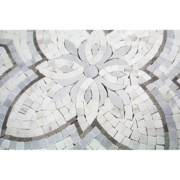 White Thassos | 1 sq. ft. Primrose Bianco Grigio Marble Polished Mosaic Tile Stone White Thassos