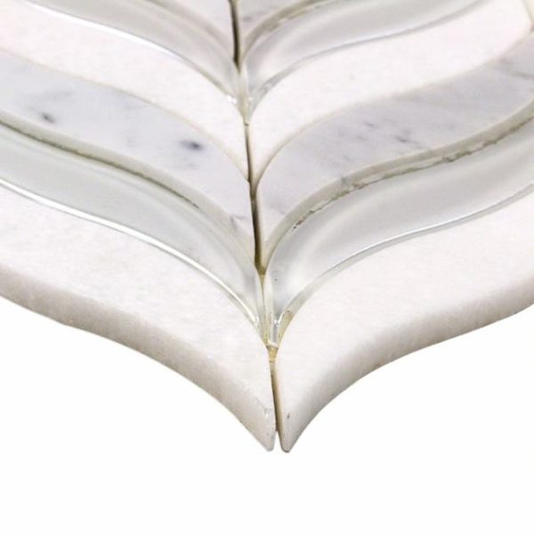 White Thassos | 1 sq. ft. Silent Storm White Polished Marble & Glass Tile Stone White Thassos