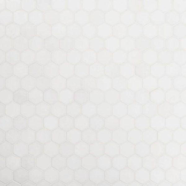 White Thassos | 1 sq. ft. White Thassos 2″ Hexagon Marble Polished Mosaic Tile 2 Stone 2