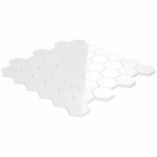 White Thassos | 1 sq. ft. White Thassos 2″ Hexagon Marble Polished Mosaic Tile 2 Stone 2